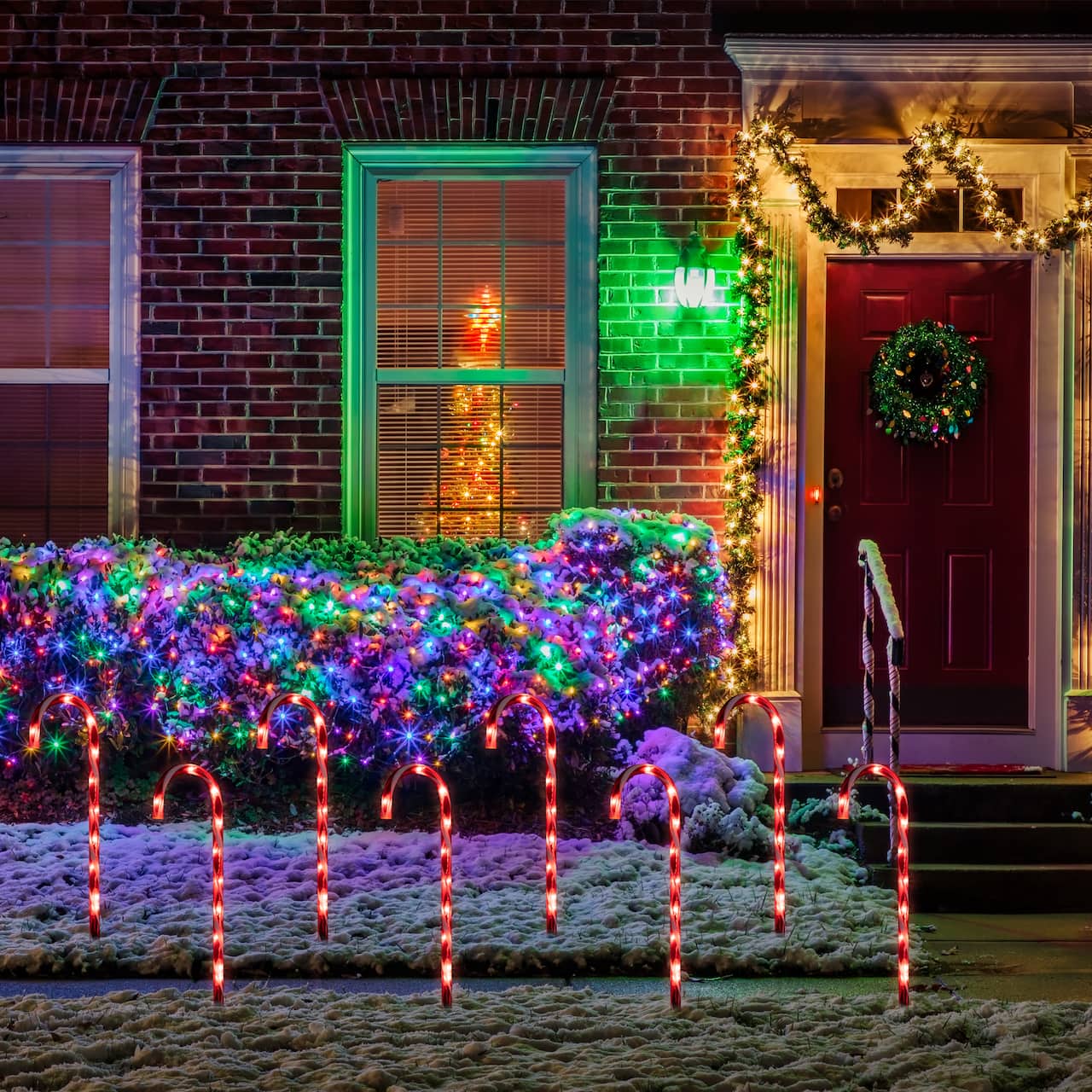 Candy Cane 8 Function Christmas Outdoor Pathway Markers - Set of 8